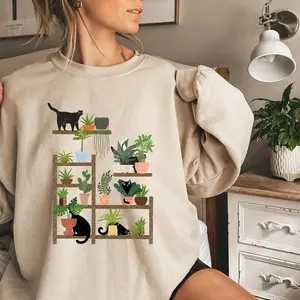 Cats and Plants Sweatshirt, Plant Lady, Plant Lover, Gardener Shirt, Shirts For Cat Lover, Succulent Plants Shirt, Plant Lover Gift Shirt D49