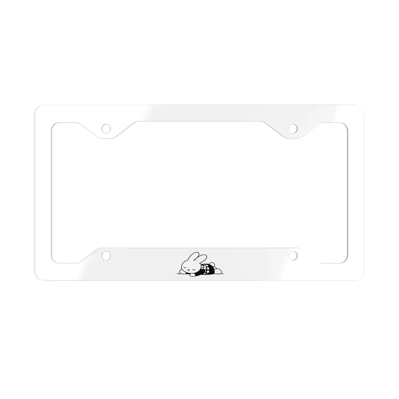 Minimal Sleeping Bunny Metal License Plate Frame | Stainless Steel
