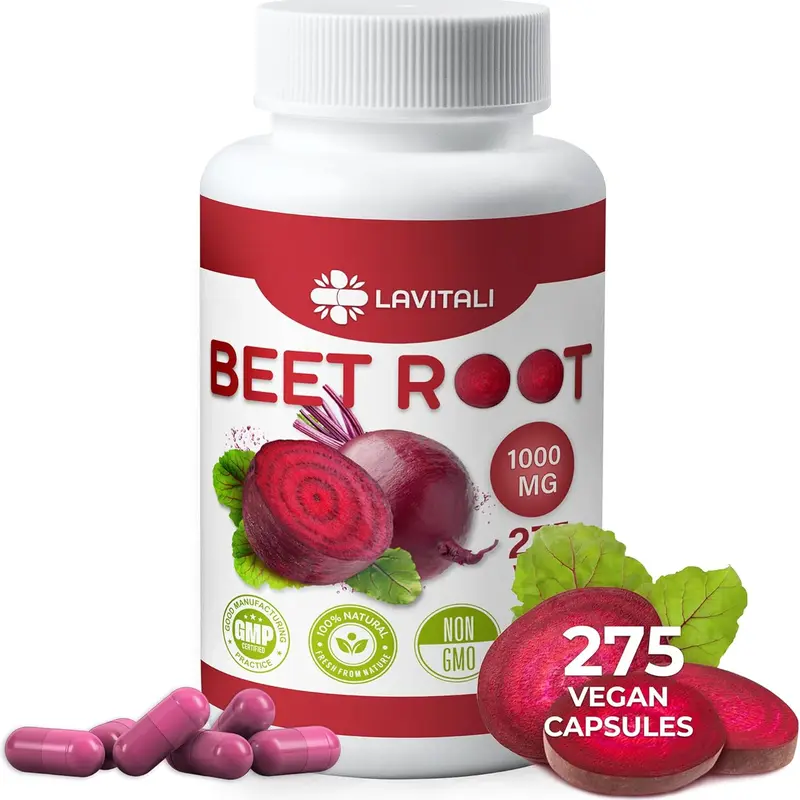275 Beet Root Extract Capsules, 1000mg per Serving, 100% Natural & Pure from Beet Root, No Gluten, No Sugar, Vegan Capsules, High Concentrated Herbal Beet Root Extract.
