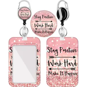 ID Badge Holder with Retractable Reel, 1 Count ID Name Tag Work Badge Clip, Heavy Duty Vertical Card Protector for Work Office Nurse, Nursing Students, Office Supplies