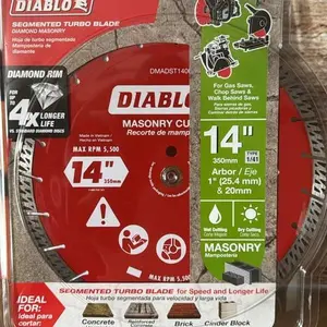 Diablo 14" Diamond Segmented Replacement Blade DMADST140 High Performance Masonry Turbo Cut Dry Wet Compatible 1" 20mm Arbor 355mm