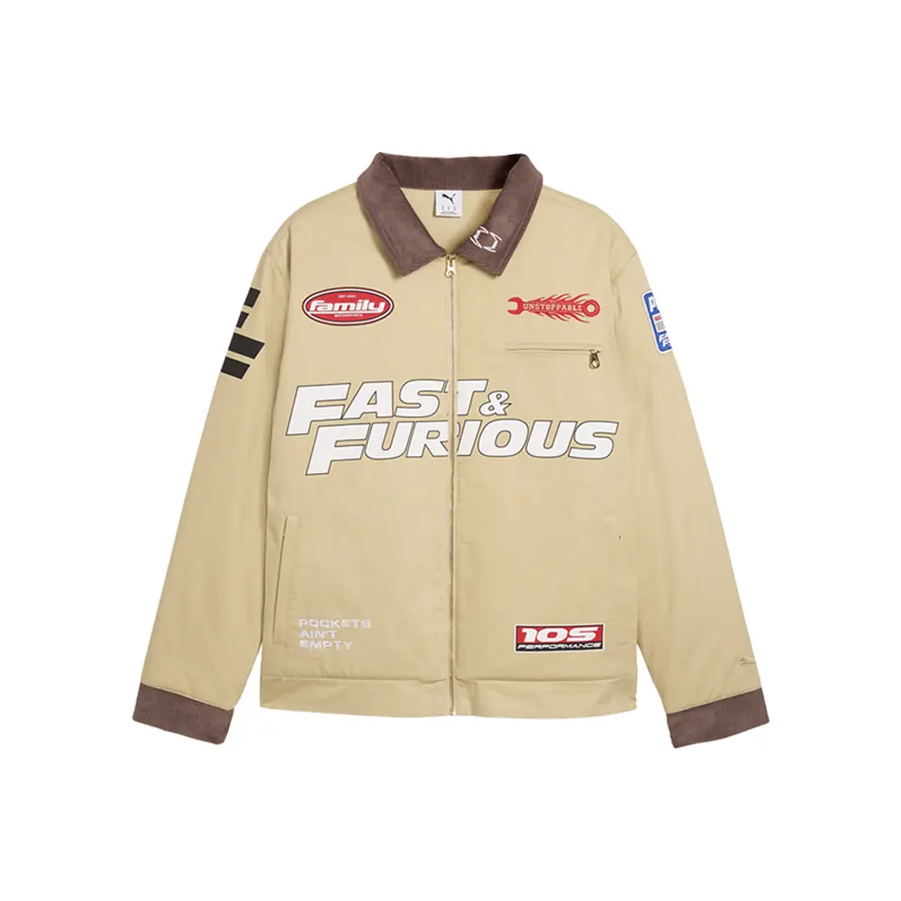 PUMA Mens X Fast And Furious Workwear Jacket Athletic Outerwear Casual - Beige