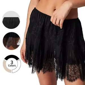 Women’s lace slip skirt, summer floral pleated design — elastic waistband, Easter dress, pleated hems, soft, non-transparent fabric — bohemian fashion concert, fashionable casual wear, cowgirl/Western fashion, no shorts