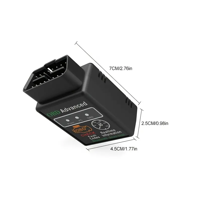 BT5.4 Compact OBD2 Bluetooth Diagnostic Code Reader & Scanner for OBDII/EOBD Compliant Cars, 12 × 3 × 7 Cm, High-Quality Shell, Plug-and-Play, Fault Check, Engine Diag., On-the-Go Repair, Daily Vehicle Maintenance, Free iOS/Android App, No Battery Needed