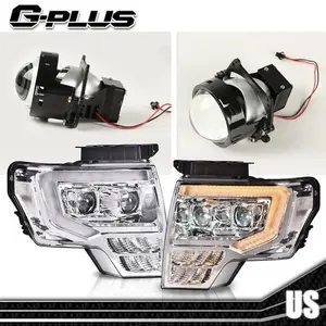 2Pcs Dual LED Projector Headlights Headlamps Fit For 2009-2014 Ford F-150 Chrome
