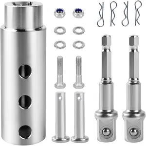 Trailer Jack Drill Adapter Fit for 1 Inch Jack Drive Shaft Stainless Steel Handle Cordless Drill Adapter, ez Crank Jack Adapter Tool for Heavy Duty RV, Construction, Dump Trailers