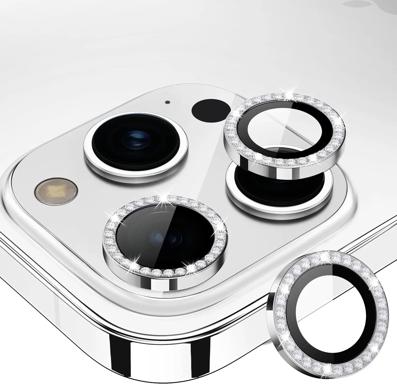 for iPhone 17 Pro - iPhone 13 Pro Max Camera Lens Protector, 9H Tempered Glass Camera Cover Screen Protector, Metal Individual Ring for iPhone 17 16 15 14 13