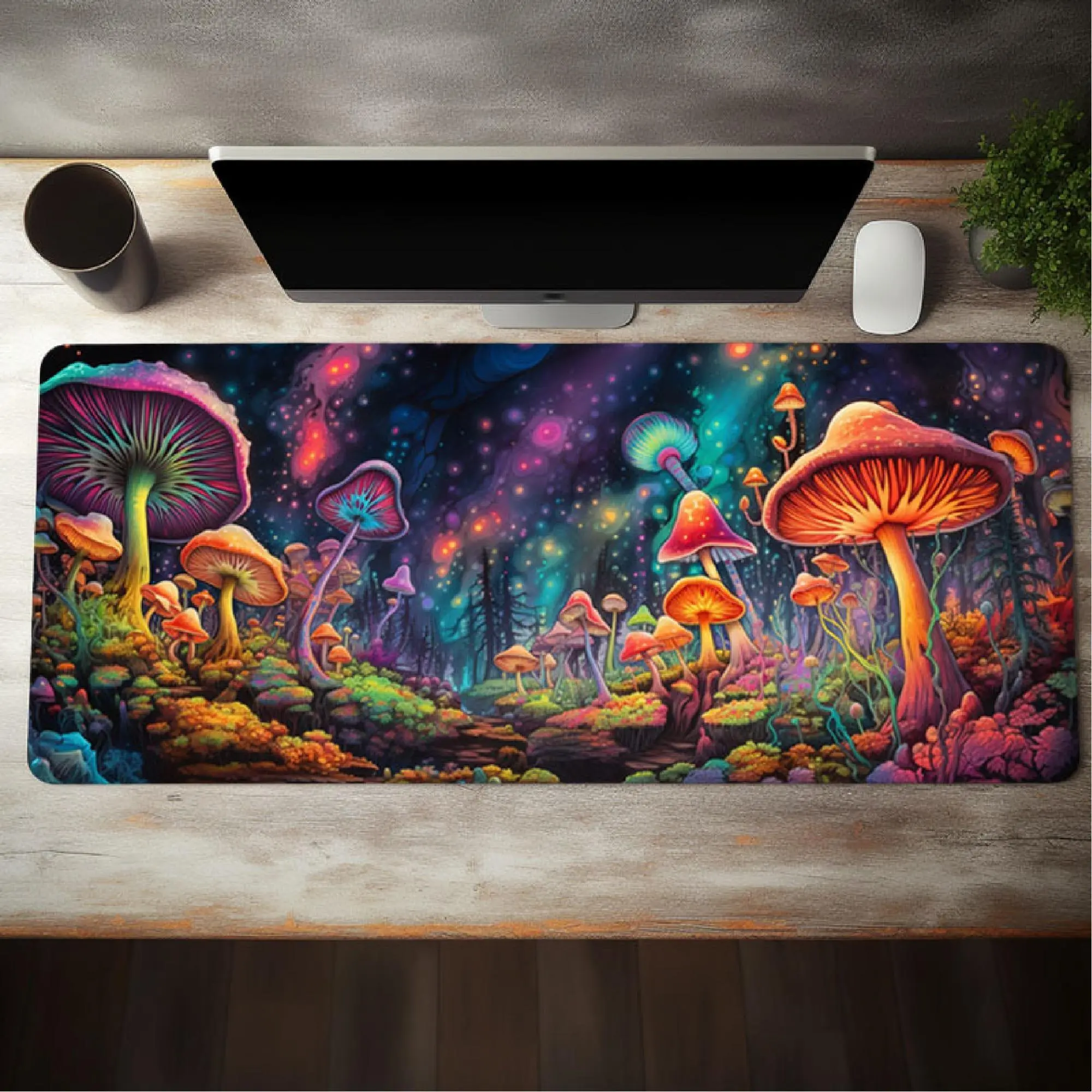 Mushroom Pattern Mouse Pad, Non-slip Large Gaming Mouse Pad, Stitched Edge Desk Pad for Desk Laptop Desktop, Computer Accessories for Home Office Game, Aesthetic Office Supplies, Desk Accessory