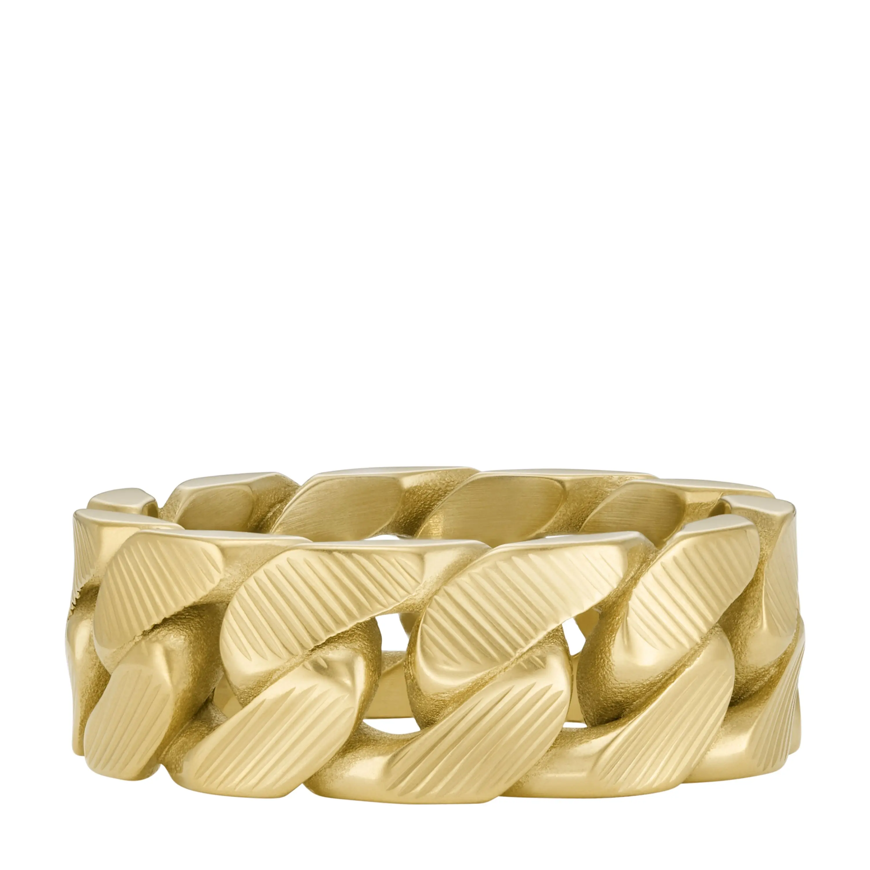 Fossil Unisex Harlow Linear Texture Chain Gold-Tone Stainless Steel Band Ring