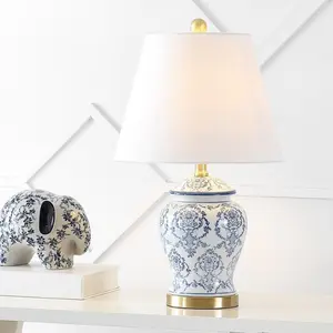 JONATHAN Y Juliana Traditional Classic Chinoiserie Ceramic LED Table Lamp , for bedroom, living room, foyer, hallways, dining room, dorms