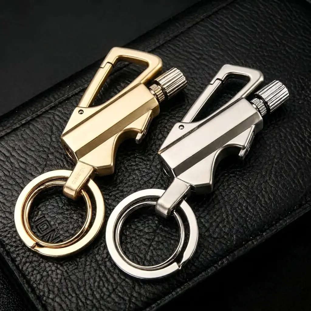 (Fuel Not Included) Durable Metal Windproof Lighters - Compact Keychain Lighter with Refillable Flint Fire Starter, Built-in Bottle Opener, Strike-Anywhere Survival Tool for Camping, Emergencies, Ideal Birthdays Cool Gift