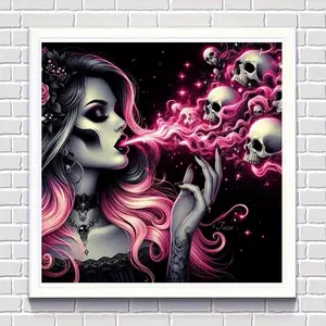 5D DIY diamond painting Gothic style skeleton girl diamond painting DIY handmade diamond decoration painting Wall Art Painting living room bedroom porch mural hanging painting perfect holiday gift