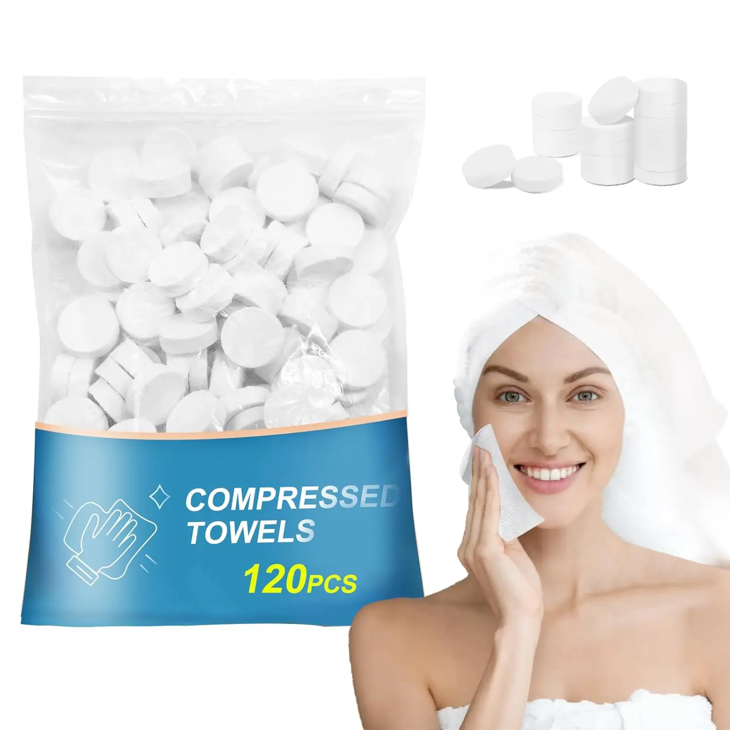 100 PCS Bulk Compressed Towels - Lightweight Coin Wipes, Portable Mini Disposable Face Towels for Outdoor Activities, Bathroom, Kitchen, Office Bathing Accessories