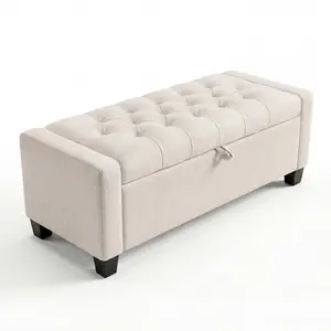 50.8in Storage Ottoman Bench with Safety Slow-Close Hinge, Tufted Upholstered Bench for Bedroom Entryway Living Room, Ottoman with Storage, 670 Lbs Weight Capacity 30 Gallons