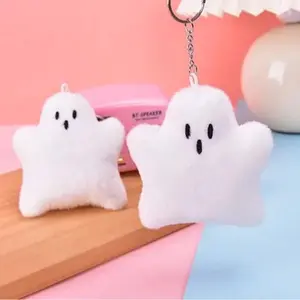 Mr.Ghosty Halloween Ghost Plush Toys Keychain - Cute Spooky Design Soft Plush Material Key Chain Ring for Halloween Accessories