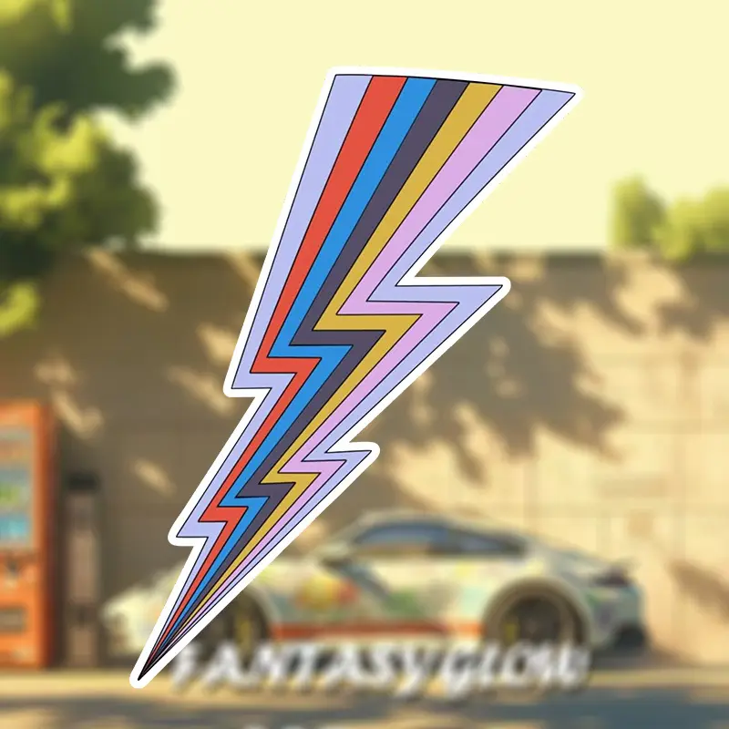 1PC Street Trendy Colorful Lightning Logo Sticker Stick on car bodies or trendy backpacks, this multi-color gradient lightning decor instantly has a vibrant cool vibe, cool players can use it as a super colorful dynamic-stylish trendy decoration