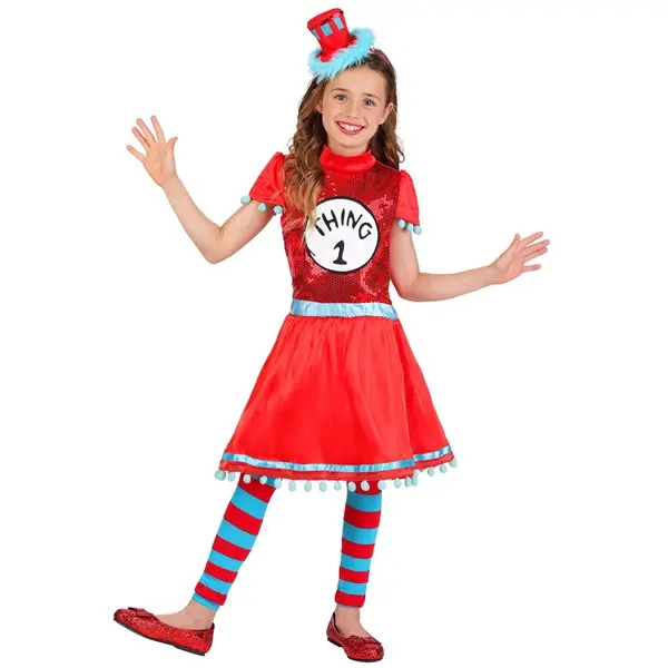 Girl's Dr. Seuss Thing 1/2 Costume Dress
