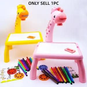 Creative LED Projection Deer Drawing Board Table Toy, Fun Projector Doodle Board, Educational Learning Tool, Birthday Gift for Boys and Girls