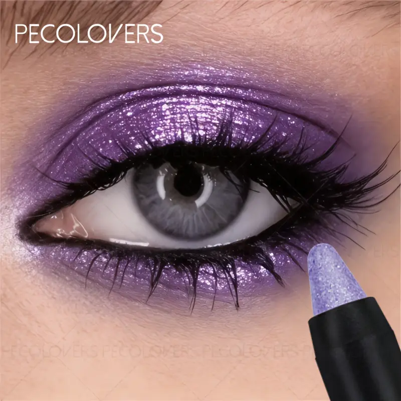 1pc Purple Pearlescent Glitter Shimmer Eyeshadow Stick, Waterproof And Sweat-Proof, Smooth Application, Electric Purple, Charming And Alluring Color, Beautiful And Noble Eyes, Music Festival, Trendy Eye Makeup
