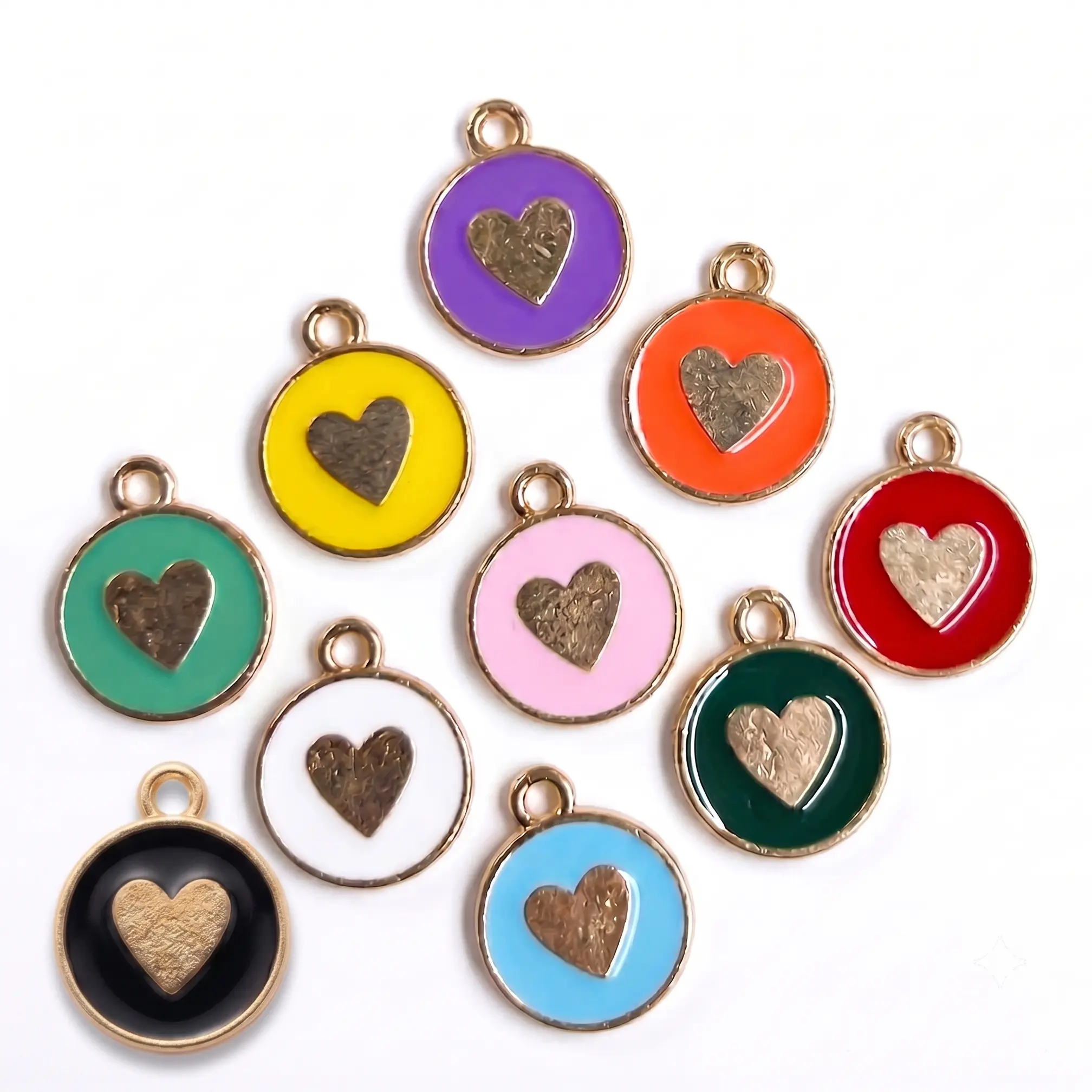 Enamel Heart Charm Pendant - Stainless Steel Jewelry, Heart Shape, .45x.55", 10 Multiple Colors, Ideal Love Gift for Fashion Accessory Enthusiasts