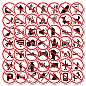 50 Piece Set Fun Warning Stickers, Unique Designs, Reusable Vinyl, Cartoon Style Graphics, Self-Adhesive Automobile Decals for Cars, Motorcycles, Laptops