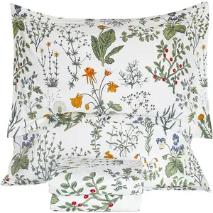 Sheets for  Size Bed, Yellow    Botanical Luxury  Printed Floral Bedding Sheets  Soft and Breathable 4 count Deep Pocket  Sheet Set