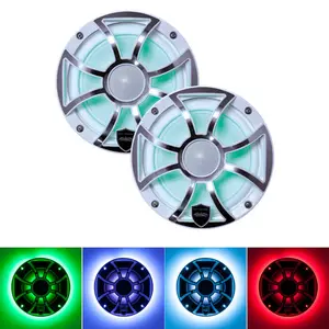 Wet Sounds REVO 6-XSW-SS White XS / Stainless Grill 6.5 Inch Marine LED Coaxial Speakers with RGB LED Speaker Rings