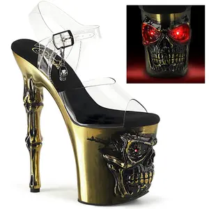 Women's 8-Inch RAPTURE-808-LT Platform High Heeled Shoes, Brass Chrome Finish