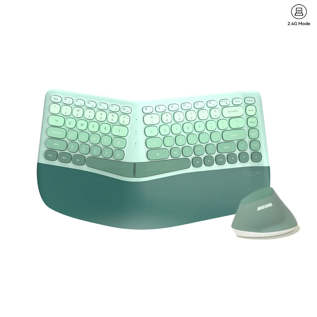 Mofii Lightweight Ergonomic 2.4GHz Wireless Split Keyboard And Mouse Set with Wrist Rest, 84 Key Gradient Color Wireless Typewriter Keyboard Mouse Set for Windows 7/8/10/XP