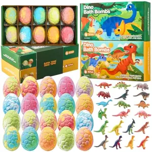 Dinosaur Bath Bombs for Kids with Surprise Inside, 20 Pack Natural Dino Egg Bath Bombs with Exclusive Carnivorous & Herbivorous Dinosaur Toys, Easter Basket Stuffers Easter Gifts for Boys, Girls