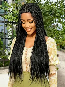 Fashion Fine Braided Wig, Knotless Braided Wigs, Handmade Corn Braid Elegant Wig, Synthetic Wigs, Synthetic Braids, Easy Wear, Suitable for Women, Straight Hair, All Seasons