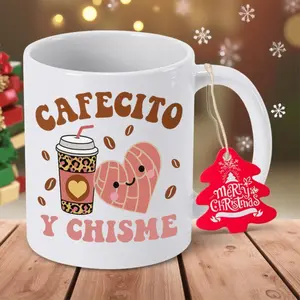 Sweet Spanish Coffee Mug Featuring Heart and Coffee Bean Design with NonSlip Base and Hand Wash Only Ideal for Valentine's Day
