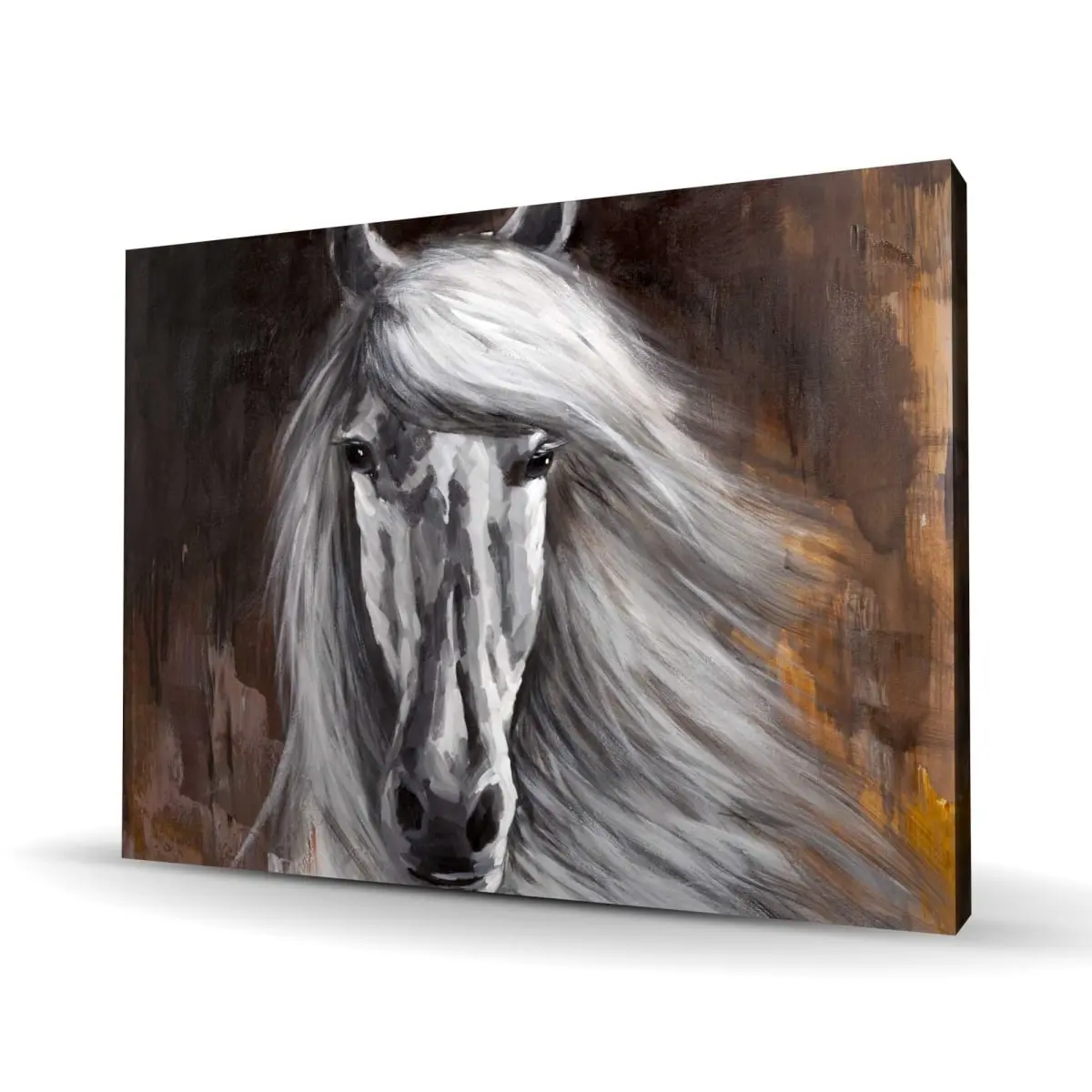212 MAIN Artistic White Horse High-Def Vibrant Artwork - 36x48 in Country Rustic Charm Elegance Farm Life Animal Kingdom Style Wall Art, Living Room Wall Home Decor for Sofa Area Posters & Prints Supplies