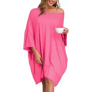 Plus Size Nightgowns for Women Oversized Sleep Shirts lounge dress with Pockets Short Sleeve Pajamas Fit S-5XL