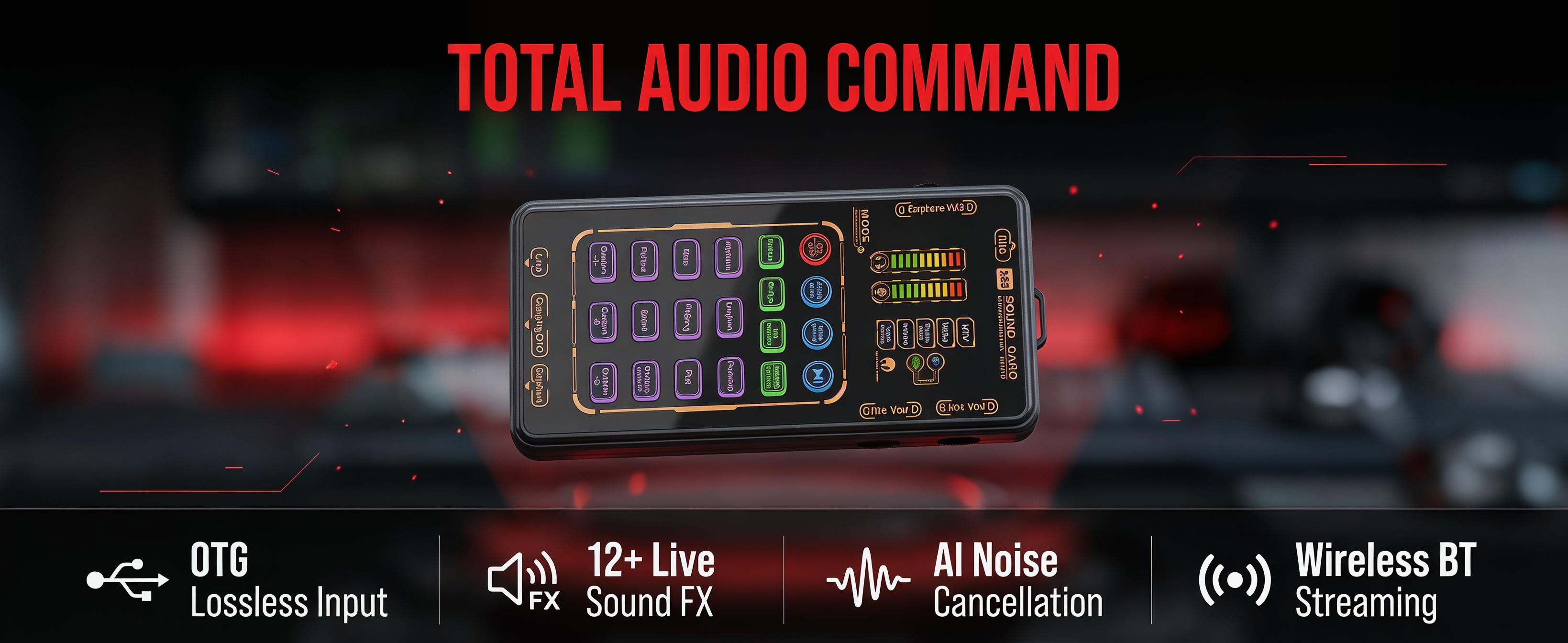 X55 Pro Portable Digital Sound Card Voice Changer Professional Audio Mixer for Live Streaming Gaming Singing