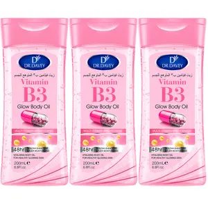 3pcs 200mlDR.DAVEY Vitamin B3 Glow Body Oil Body oil, essential oil, Nourishing Oil, suitable for men and women all seasons, moisturizing skin, large volume body oil, travel portable for Body, Face, Hand, Lip, Eye