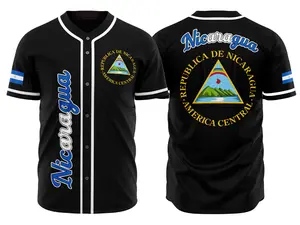 Nicaragua Baseball Black Jersey, Unisex, Nicaraguan, Nicaragua
