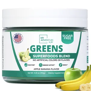 Apple Banana Greens Superfood Blend – Daily Greens Powder with Inulin Prebiotic for Gut Health & Digestion, Zero Sugar Natural Supplements Fitness