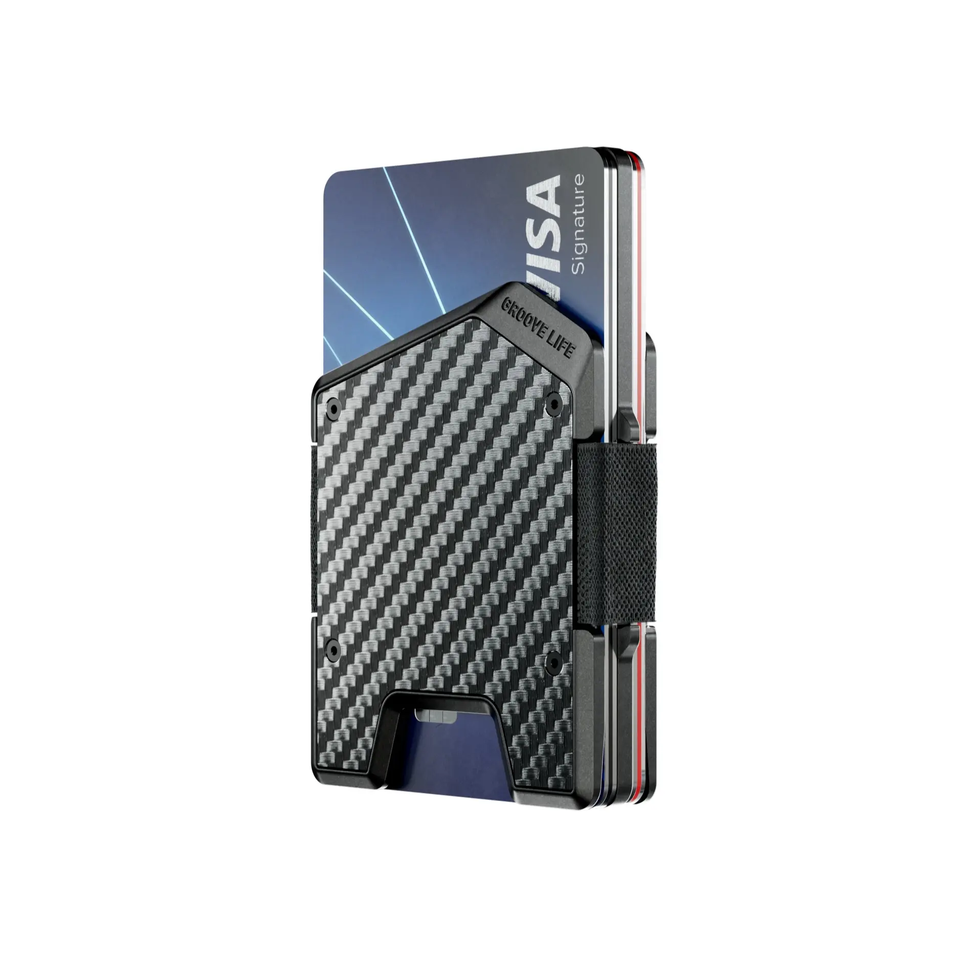 Groove Life Groove Wallet Stealth - Carbon Fiber | Minimalist Low Profile Credit Card Holder for Men, Groove Guarantee