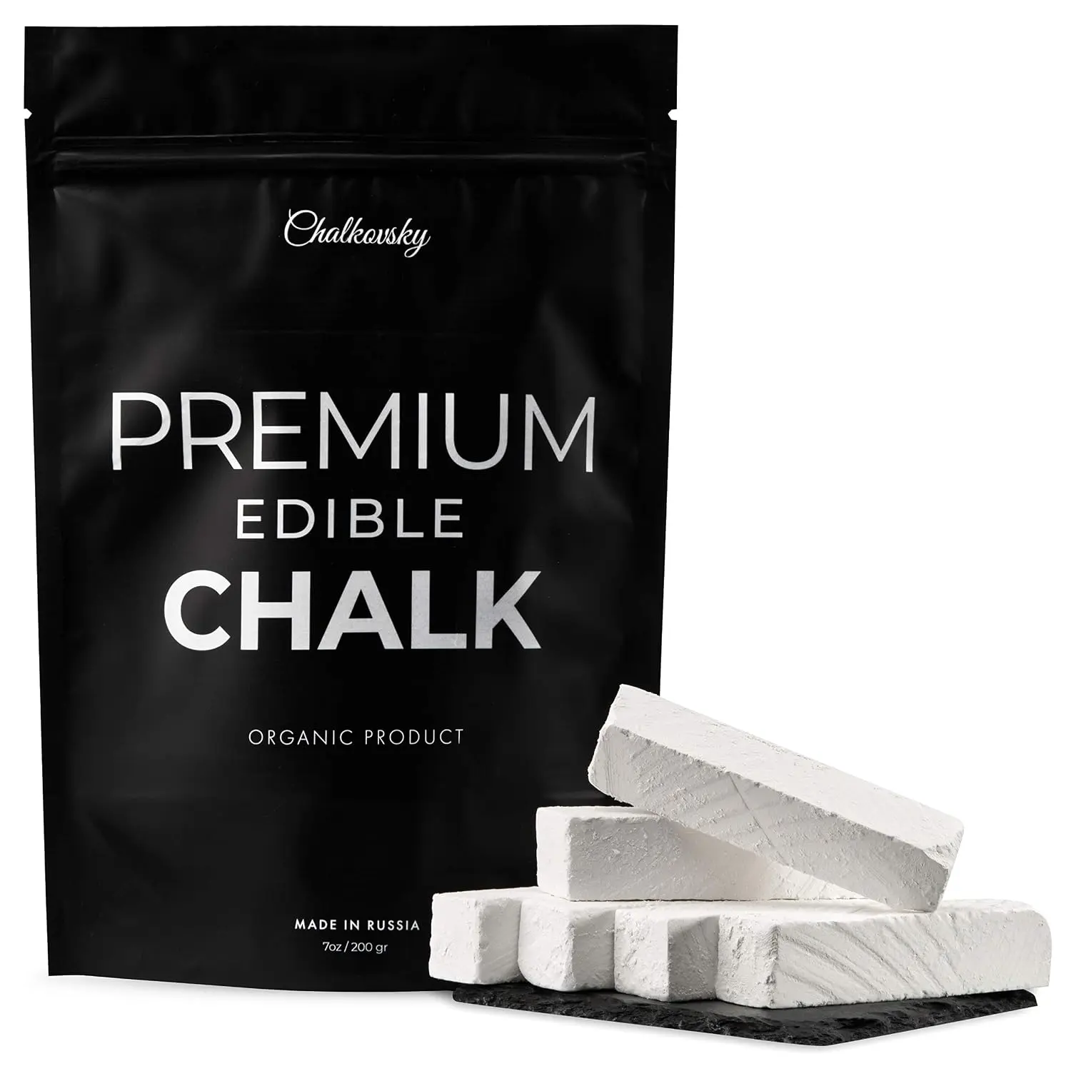 Premium Edible Chalk - Natural Chalk for Eating - Crunchy Belgorod Chalk Chunks - Russian Organic Chalk for Bone Strength - Zero Additives, No Impurities - White 7oz (200g)