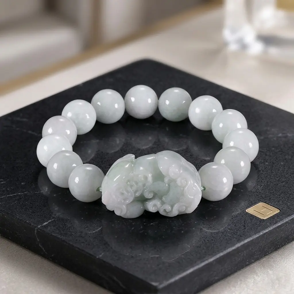 Natural Jade Pixiu Bracelet for Men | Hand-Carved Jade Beaded
