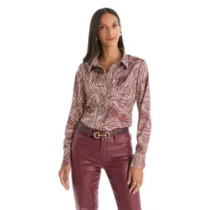 Paulina Silk Blouse - Burgundy Zebra