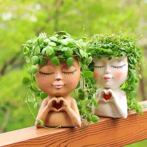 1pc Face Planter Pots Head Planter Lady Succulent Planters Women Face Flower Pot Head Planter for Indoor Outdoor Plants with Drainage Hole Love Style