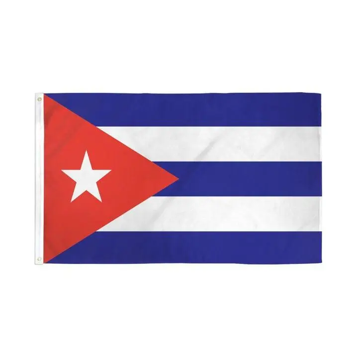 Cuba Flag 2x3ft Poly with Header Tape and 2 Metal Grommets Dye-Sublimated Bold Colors Double-Stitched Edges