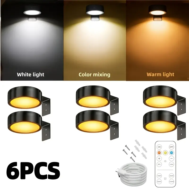 Magnetic LED Picture Wall Display Lights (3/6/9PCS) - USB Rechargeable, Remote Control, 3-Color Adjustable, Timer Function, Compact, for Paintings/Figurines, Colorful Beam Effect Novelty Lighting, Home/Commercial Decor, Colorful Lights