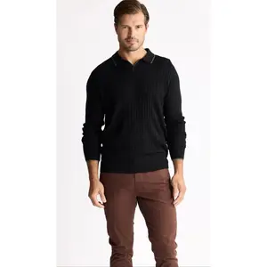 JOHNNY COLLAR SWEATER - BLACK