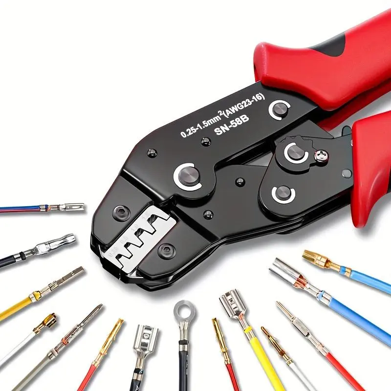 Professional Ratchet Wire Crimping Pliers, Carbon Steel Handle Manual Crimper Tool Suitable for JST, Dupont Terminals, Spring, SATA Pin Crimping, Hand Tools, Diy Tools