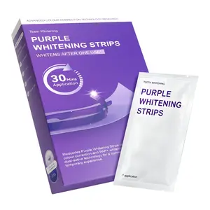 Purple Teeth Whitening Strips - V34 Color Corrector PAP+ Formula, 7/21 Days Treatment, Zero Sensitivity Enamel Safe Smile Kit