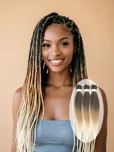 26-inch Pre-stretched Braiding Hair, Light Brown Ombre Crochet Braids. Made from low-temperature flame-retardant synthetic fiber with a Yaki texture. Supports hot water setting. Perfect for women's daily and holiday braiding styles. (3 packs/bundle)