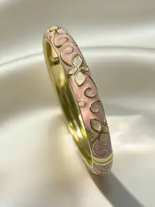 2026 New Sweet Style Oil Dripping Flower Pattern Geometric Design Fashion Bangle Bracelet, Elegant Simple Daily Wear High-End Jewelry for Women, Fashionable Bangles